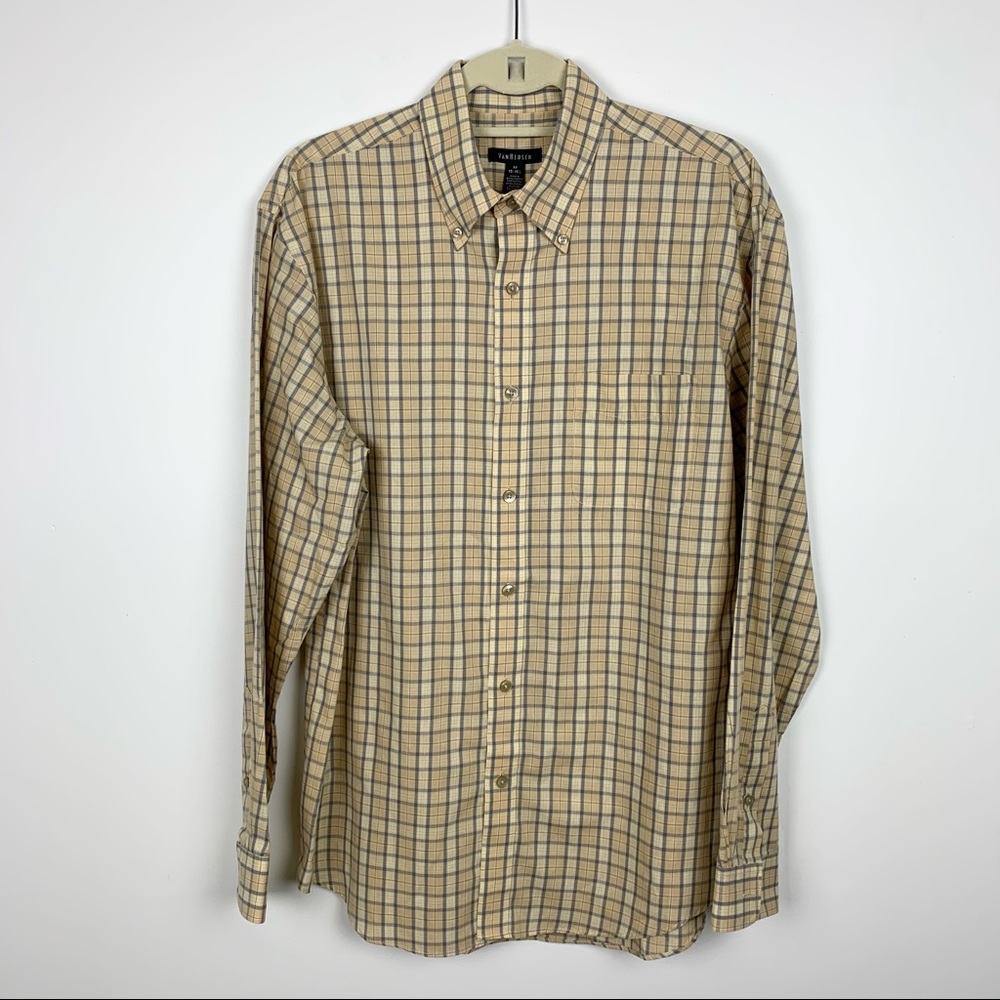 Van Heusen Yellow Plaid Button Down Shirt
